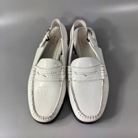 G.H. Bass & Co. Womens Whitney White Croco Emboss Loafers Shoes Size 10 M - Picture 4 of 14